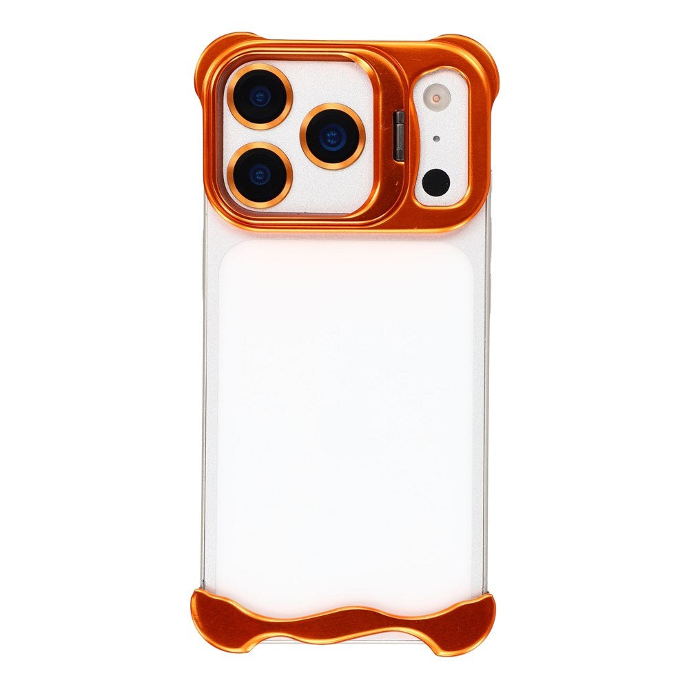 iPhone 17 Pro Todelt Metal Bumper Cover m. Ståfunktion & Linsebeskytter - Orange
