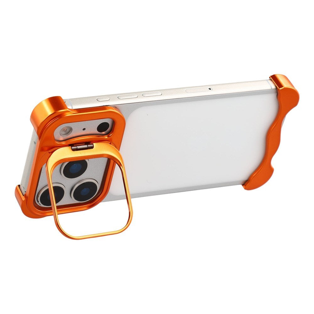 iPhone 17 Pro Todelt Metal Bumper Cover m. Ståfunktion & Linsebeskytter - Orange