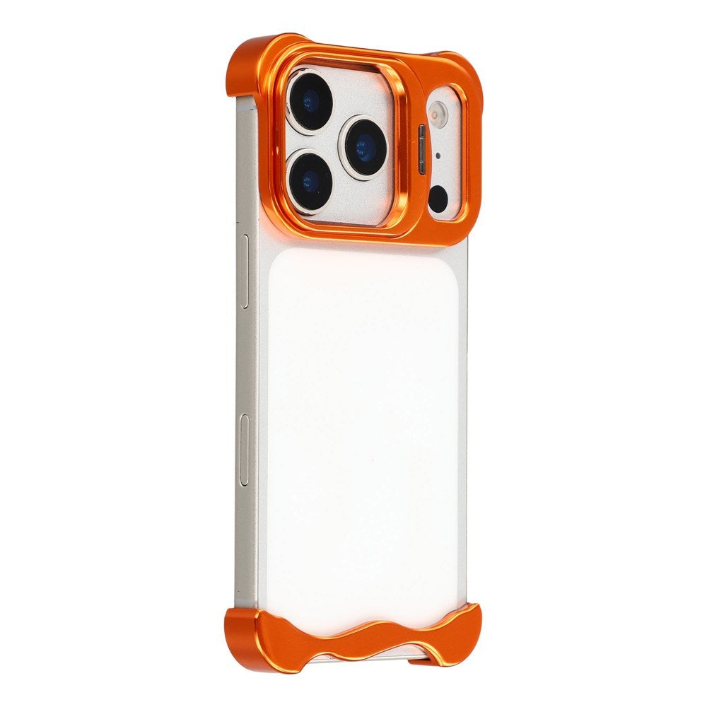 iPhone 17 Pro Todelt Metal Bumper Cover m. Ståfunktion & Linsebeskytter - Orange