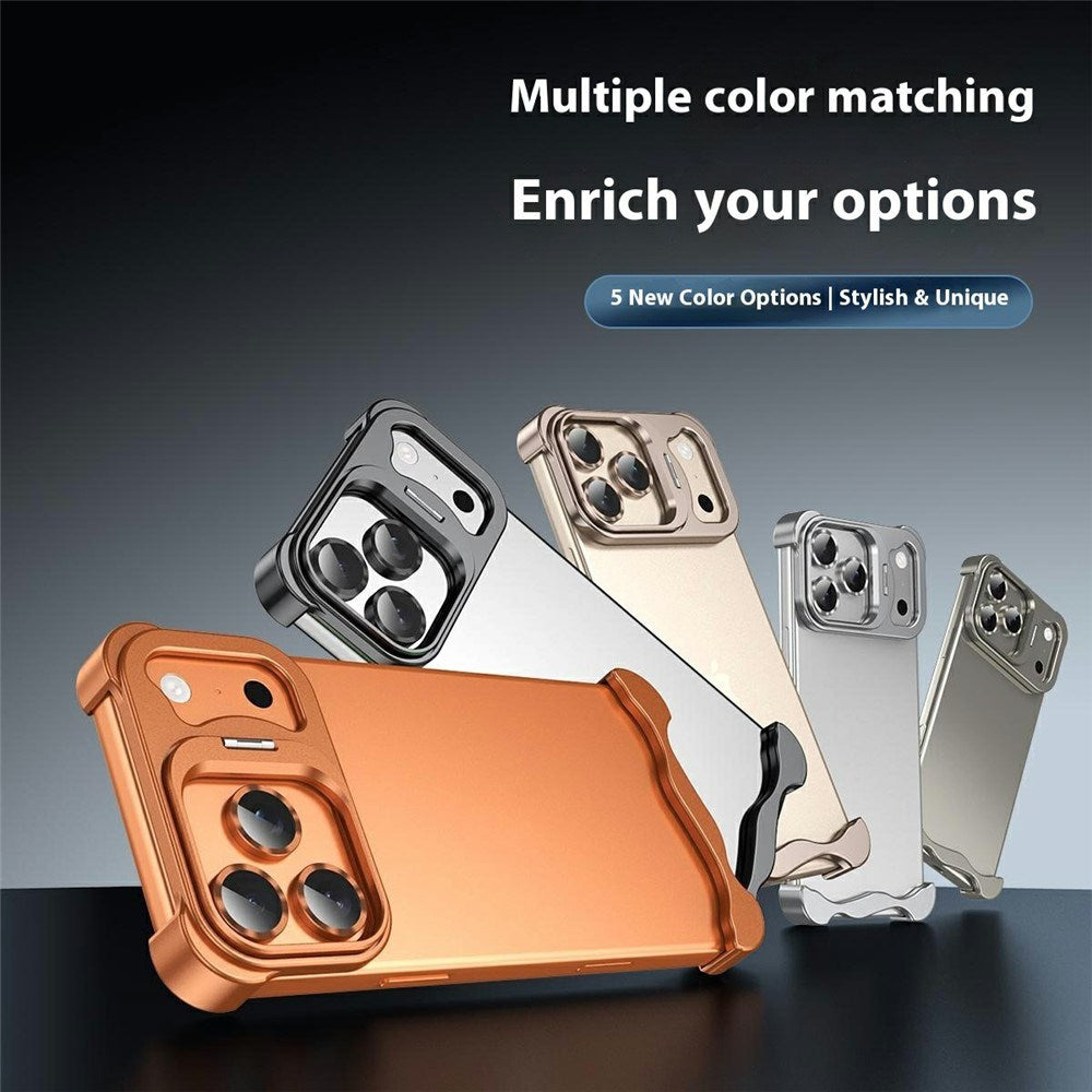 iPhone 17 Pro Todelt Metal Bumper Cover m. Ståfunktion & Linsebeskytter - Titanium