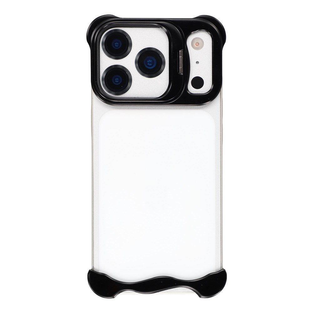 iPhone 17 Pro Todelt Metal Bumper Cover m. Ståfunktion & Linsebeskytter - Sort