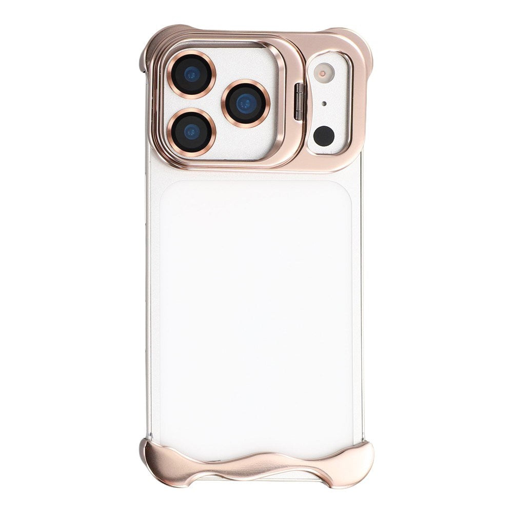 iPhone 17 Pro Todelt Metal Bumper Cover m. Ståfunktion & Linsebeskytter - Guld
