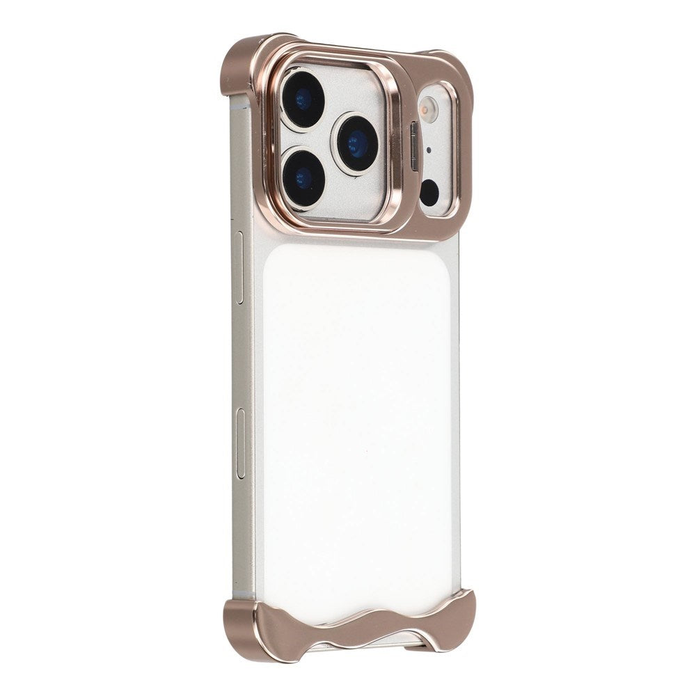 iPhone 17 Pro Todelt Metal Bumper Cover m. Ståfunktion & Linsebeskytter - Guld