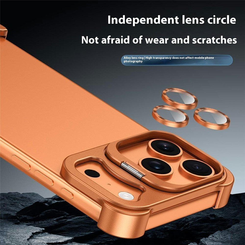 iPhone 17 Pro Todelt Metal Bumper Cover m. Ståfunktion & Linsebeskytter - Guld