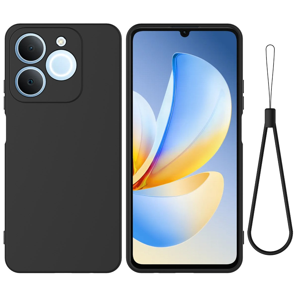 Realme Note 70T EIDERWOOD Foret Silikone Cover m. Strop - Sort