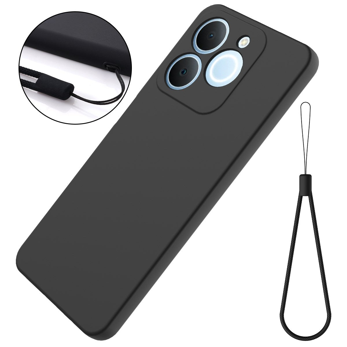 Realme Note 70T EIDERWOOD Foret Silikone Cover m. Strop - Sort