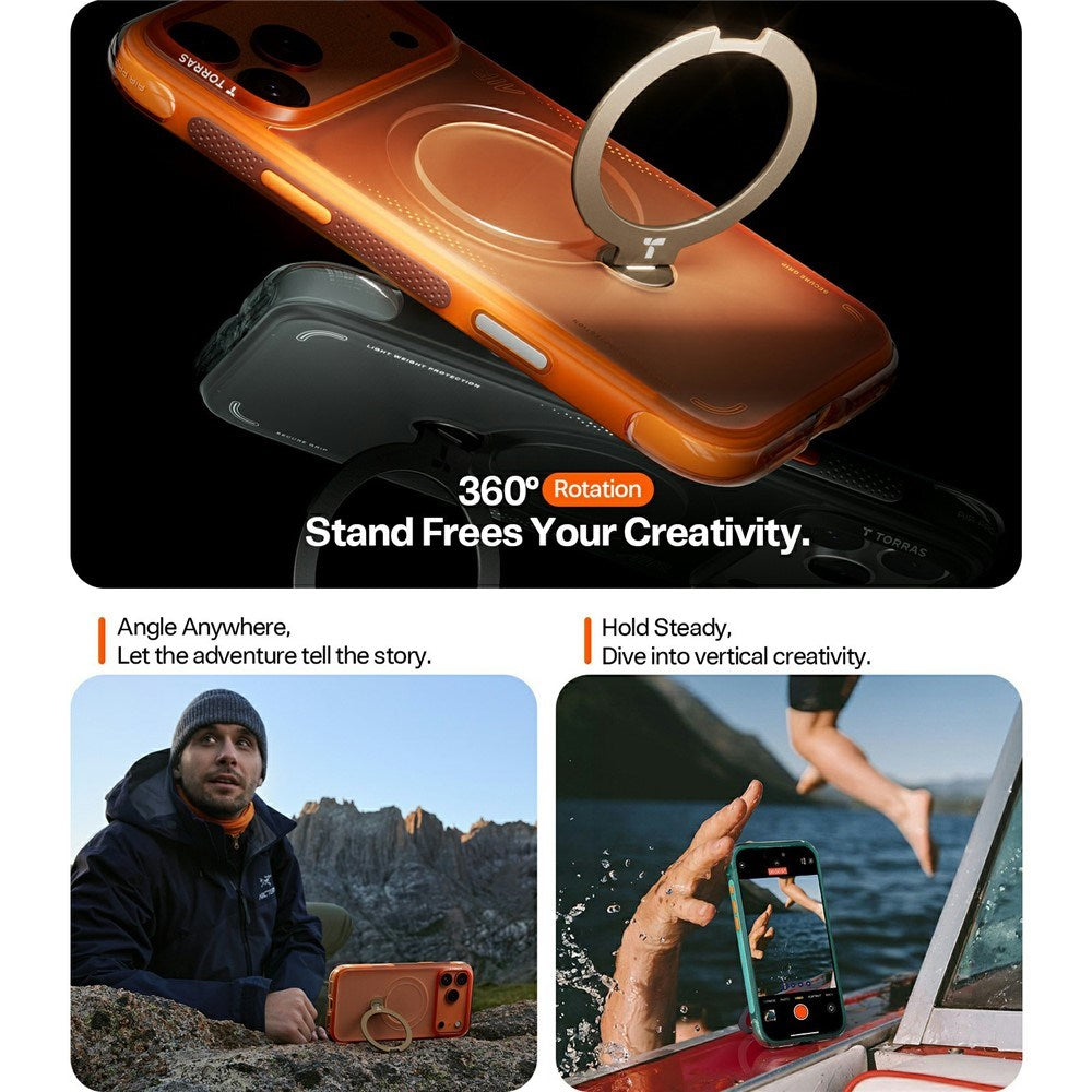 iPhone 17 Pro Max TORRAS Ostand Q3 Air Cover m. Kickstand - MagSafe Kompatibel - Grøn