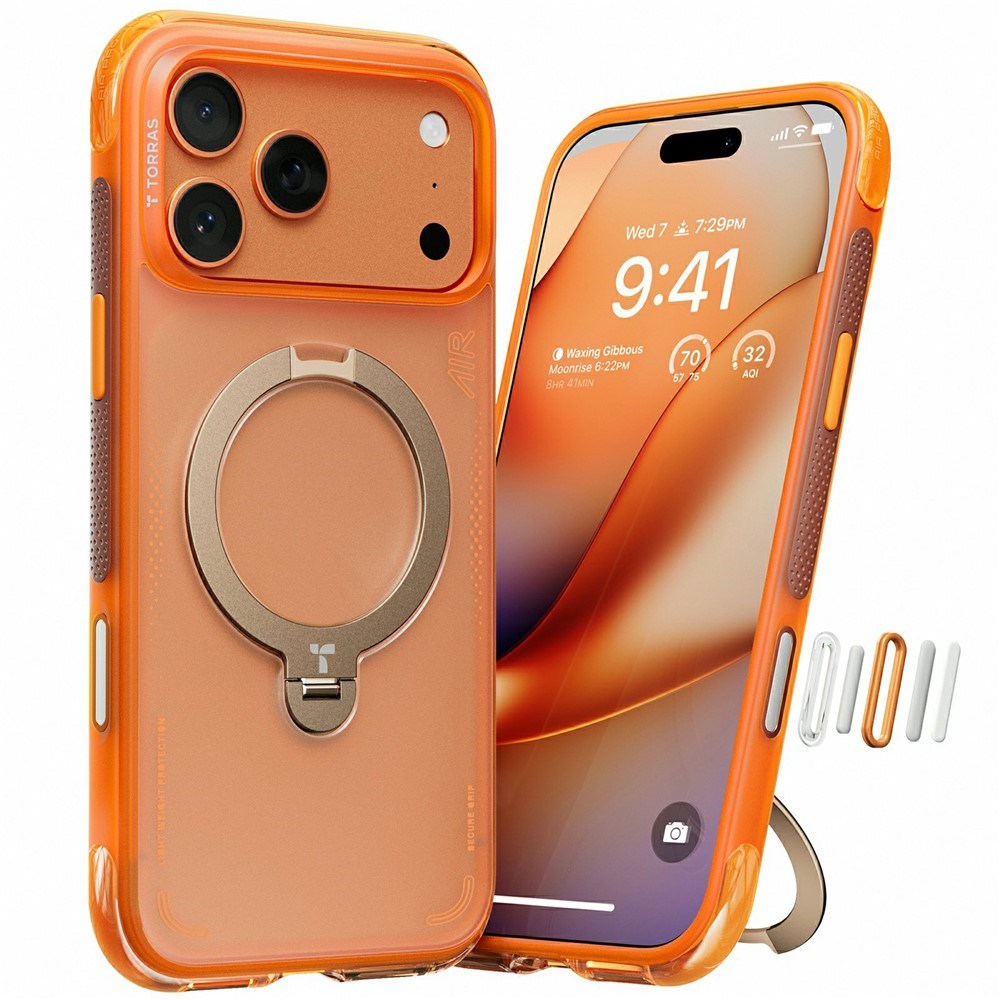 iPhone 17 Pro TORRAS Ostand Q3 Air Cover m. Kickstand - MagSafe Kompatibel - Orange