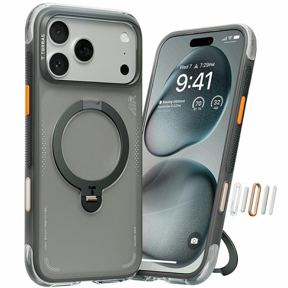 iPhone 17 Pro TORRAS Ostand Q3 Air Cover m. Kickstand - MagSafe Kompatibel - Sort