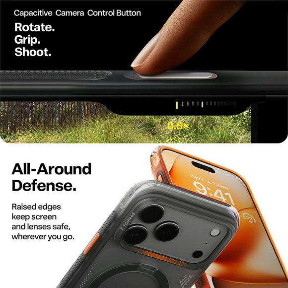 iPhone 17 Pro TORRAS Ostand Q3 Air Cover m. Kickstand - MagSafe Kompatibel - Sort