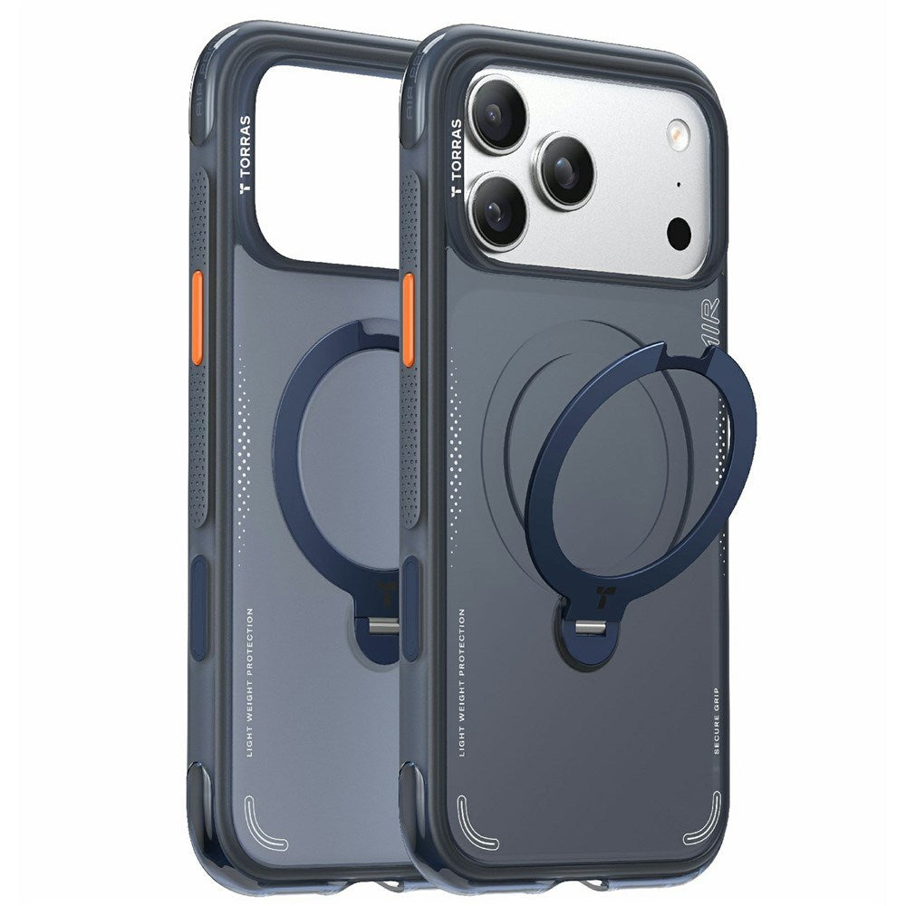 iPhone 17 Pro TORRAS Ostand Q3 Air Cover m. Kickstand - MagSafe Kompatibel - Blå