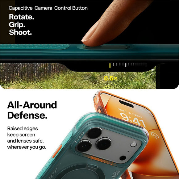 iPhone 17 Pro TORRAS Ostand Q3 Air Cover m. Kickstand - MagSafe Kompatibel - Grøn