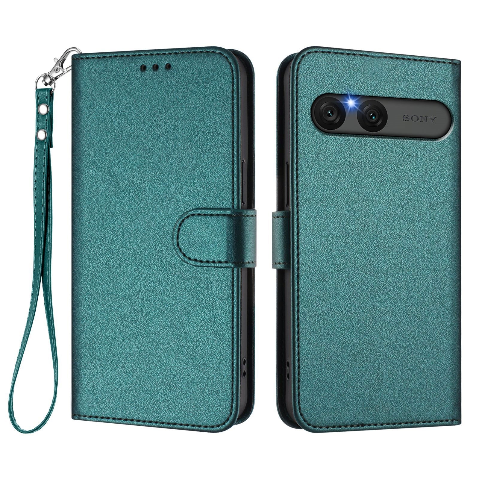 EIDERWOOD Sony Xperia 10 VII Kunstlæder Flip Cover m. Kortholder & Strop - Grøn