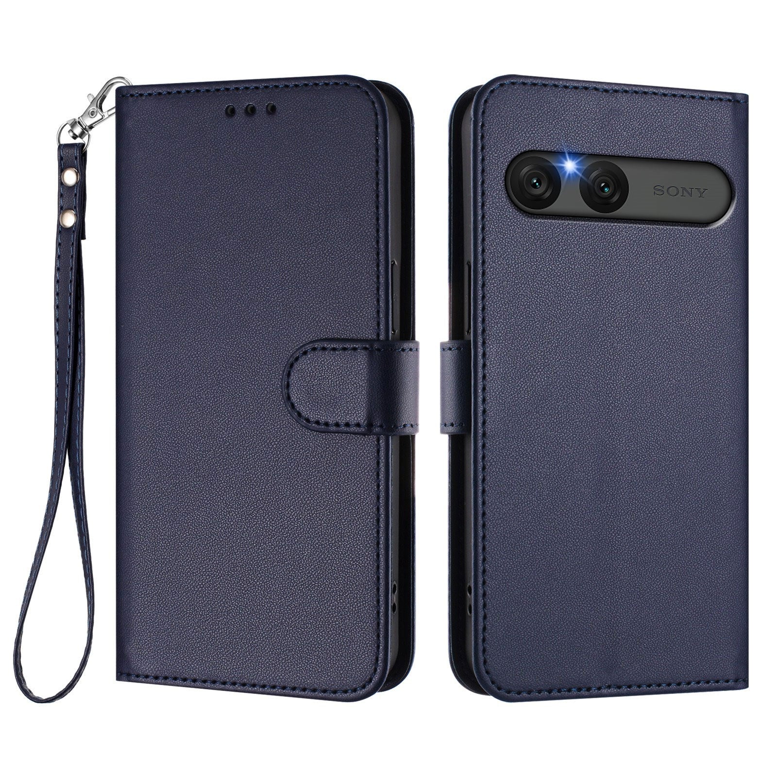 EIDERWOOD Sony Xperia 10 VII Kunstlæder Flip Cover m. Kortholder & Strop - Mørkeblå