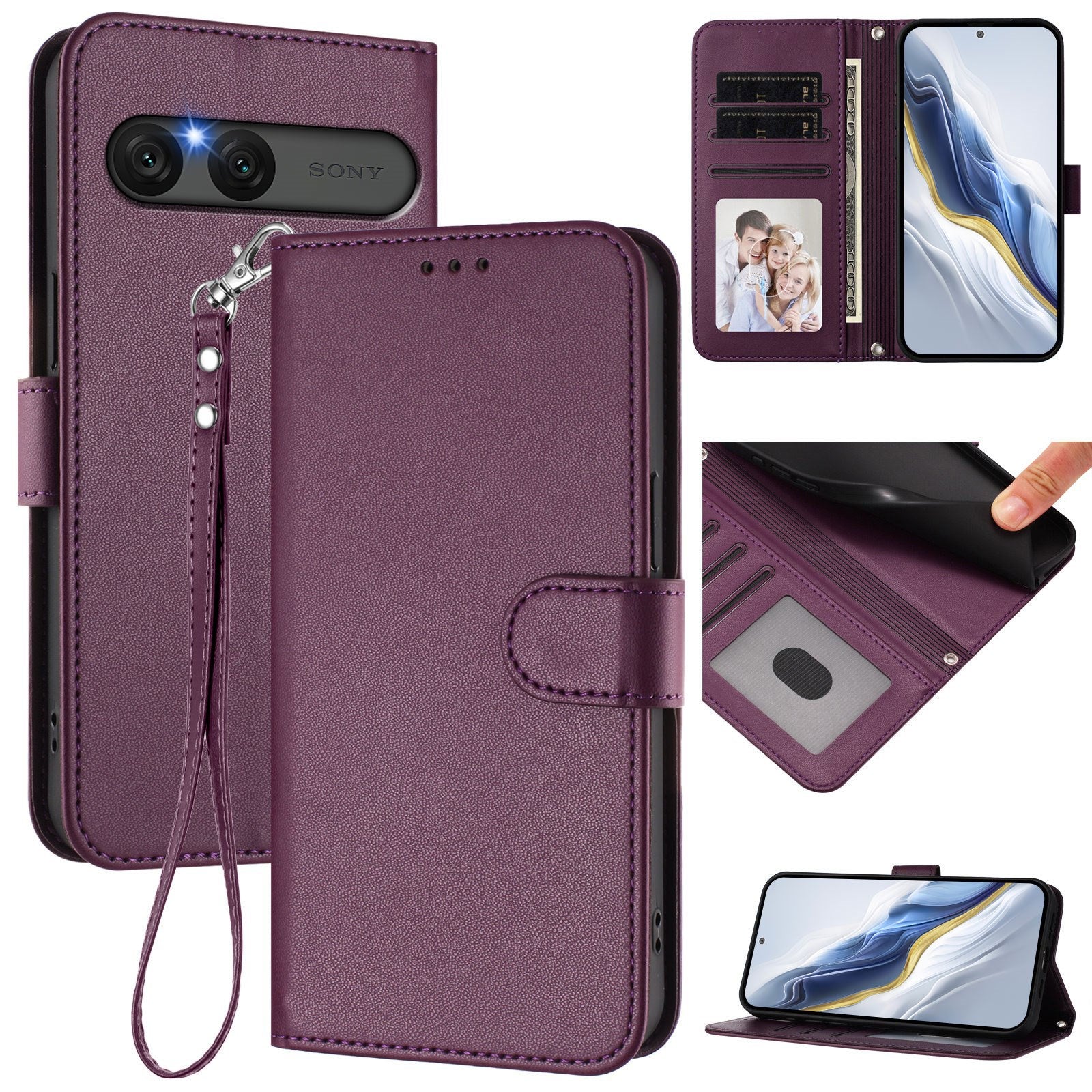 EIDERWOOD Sony Xperia 10 VII Kunstlæder Flip Cover m. Kortholder & Strop - Lilla