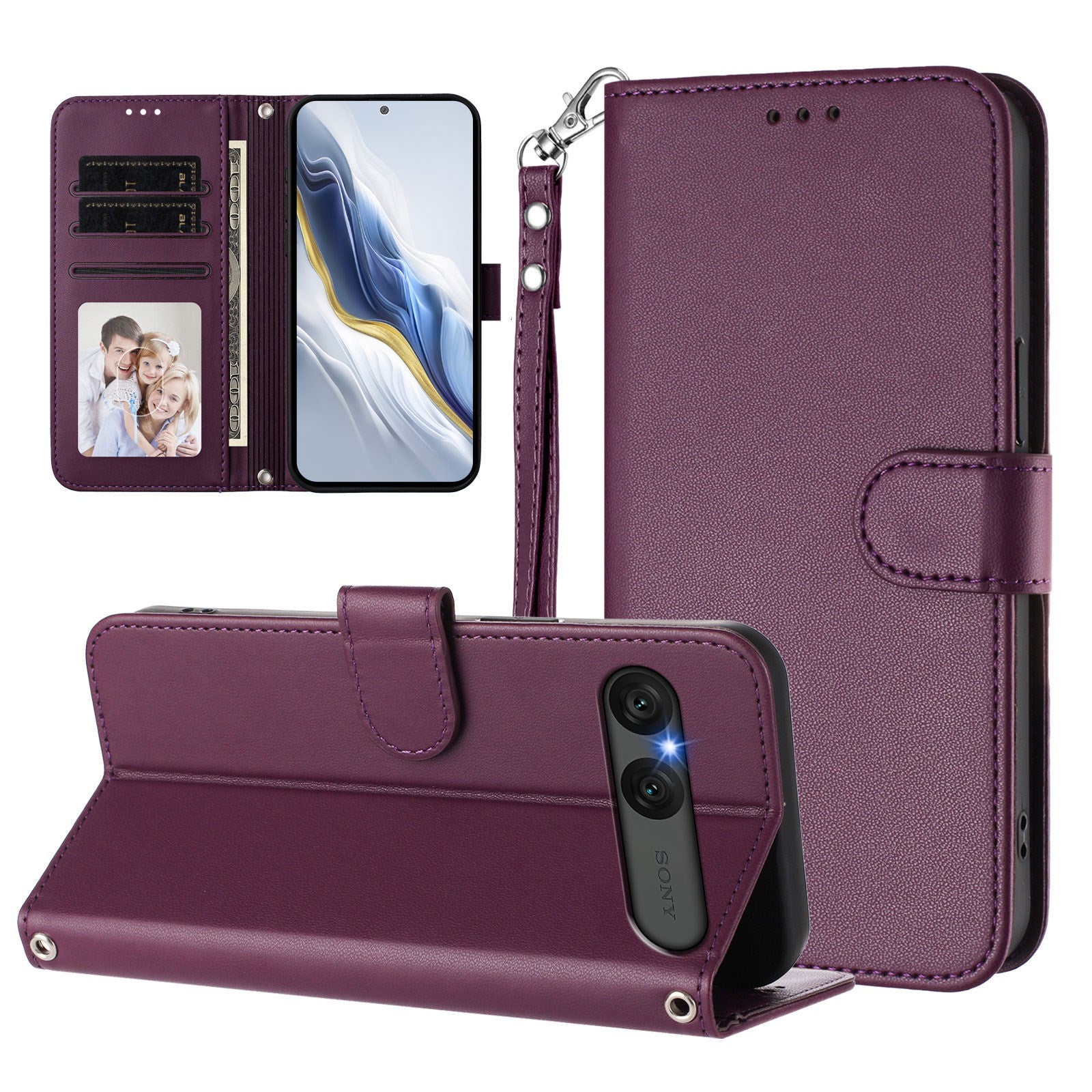 EIDERWOOD Sony Xperia 10 VII Kunstlæder Flip Cover m. Kortholder & Strop - Lilla