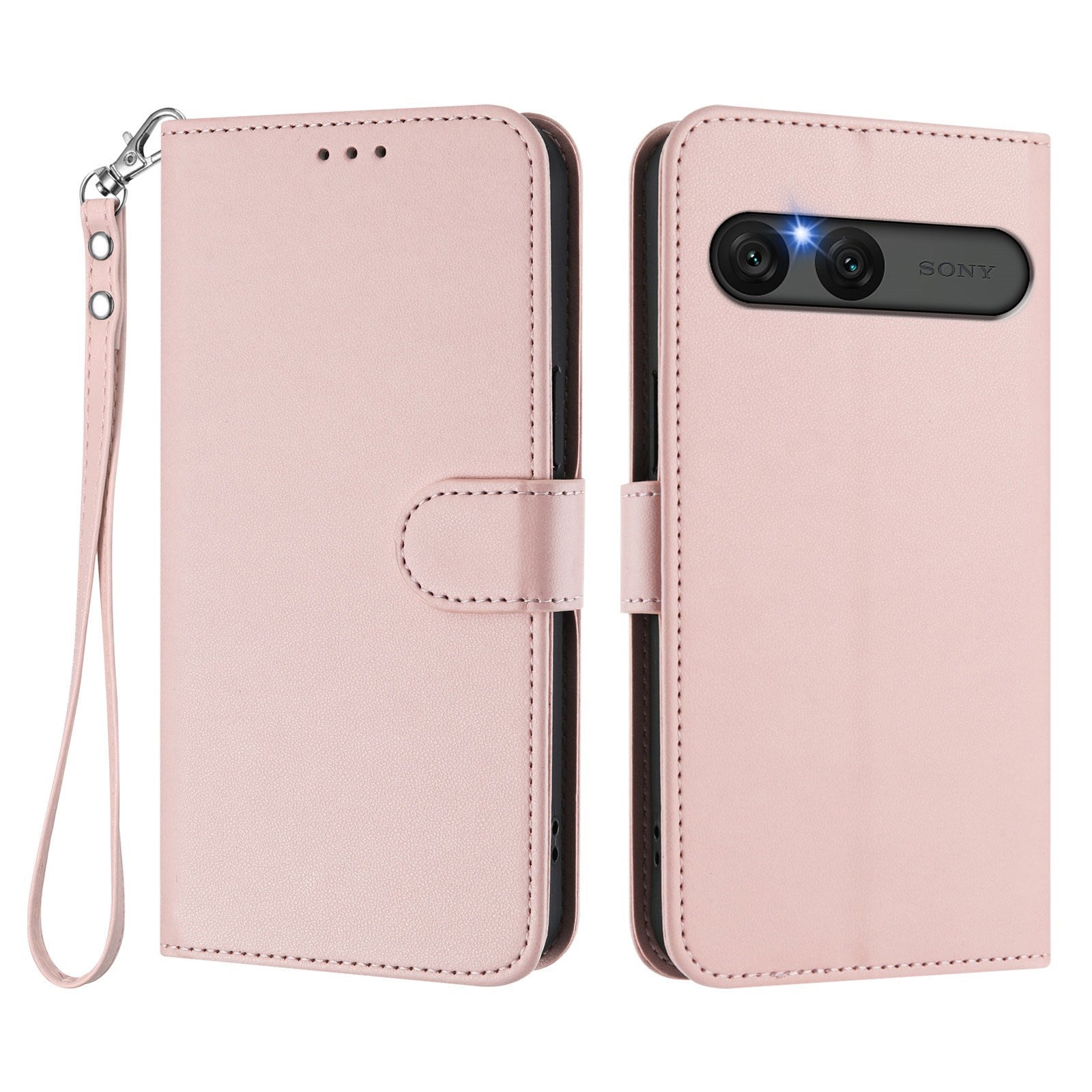 EIDERWOOD Sony Xperia 10 VII Kunstlæder Flip Cover m. Kortholder & Strop - Lyserød