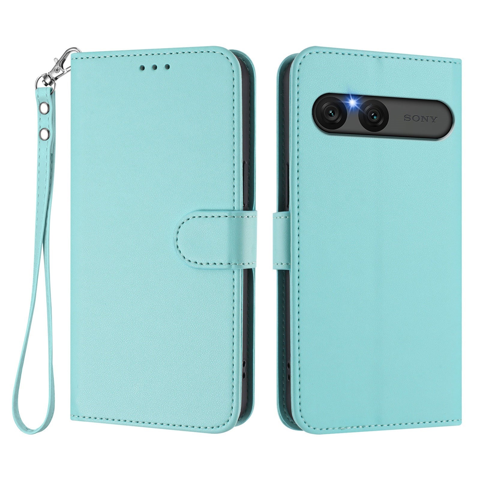 EIDERWOOD Sony Xperia 10 VII Kunstlæder Flip Cover m. Kortholder & Strop - Lyseblå