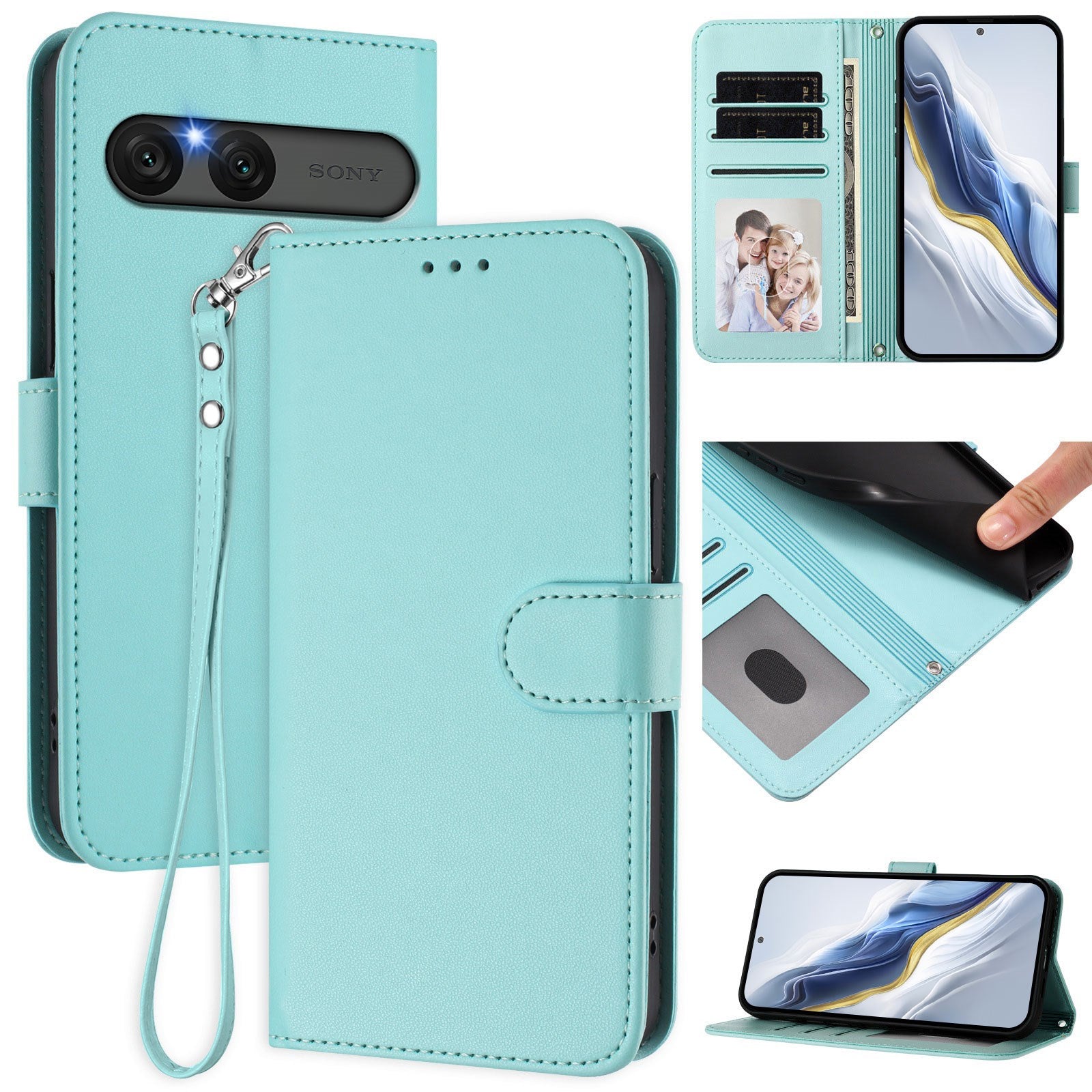 EIDERWOOD Sony Xperia 10 VII Kunstlæder Flip Cover m. Kortholder & Strop - Lyseblå