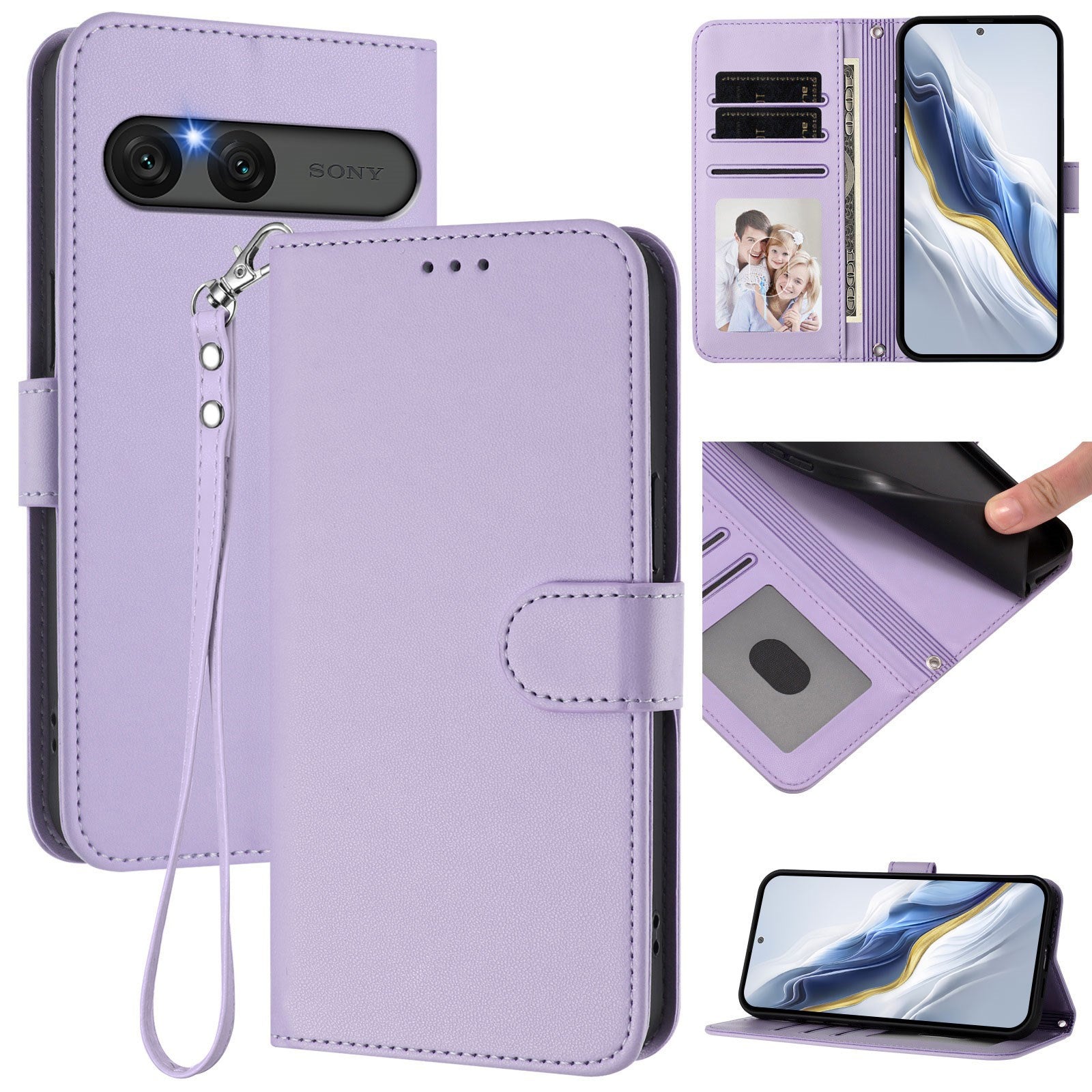 EIDERWOOD Sony Xperia 10 VII Kunstlæder Flip Cover m. Kortholder & Strop - Lyslilla