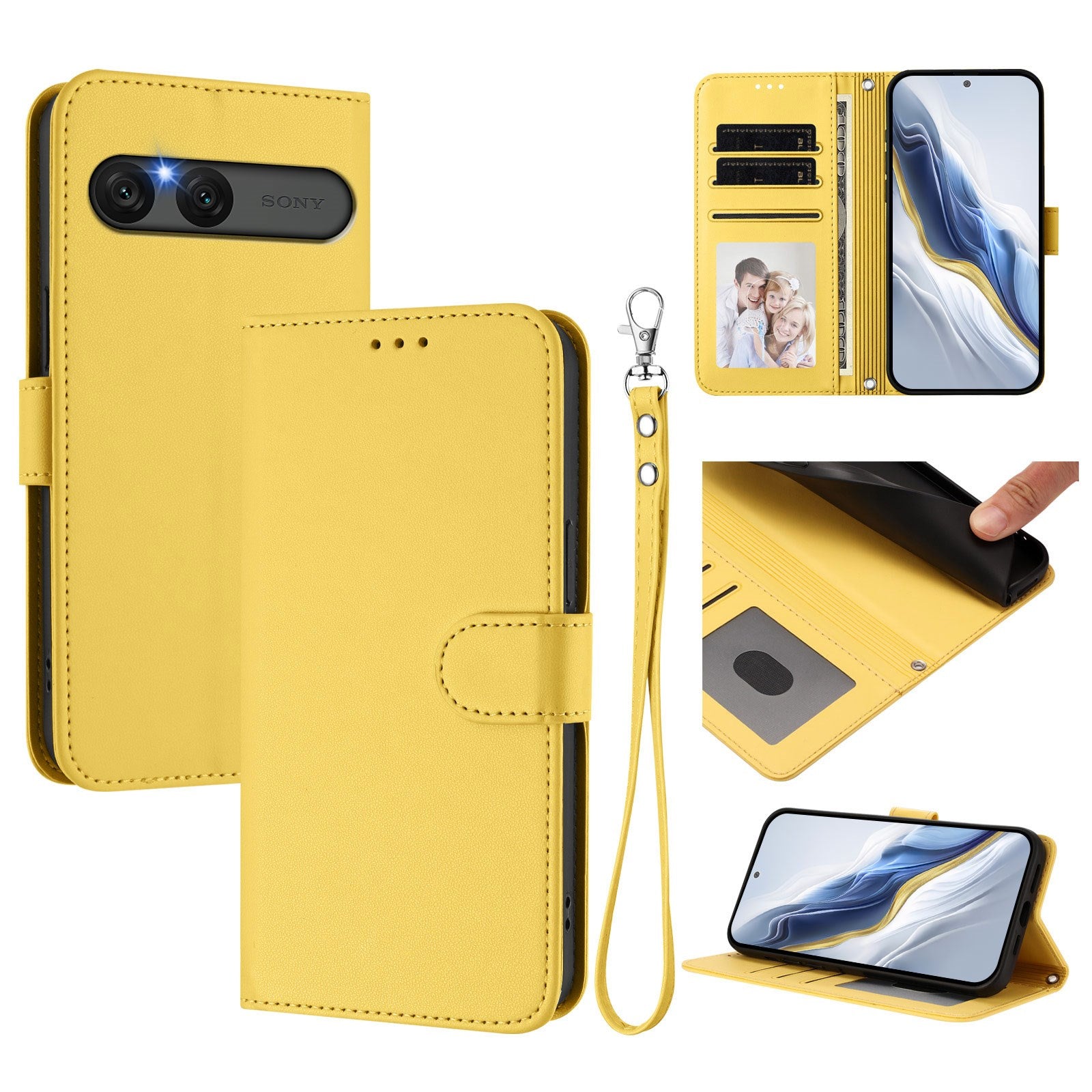 EIDERWOOD Sony Xperia 10 VII Kunstlæder Flip Cover m. Kortholder & Strop - Gul