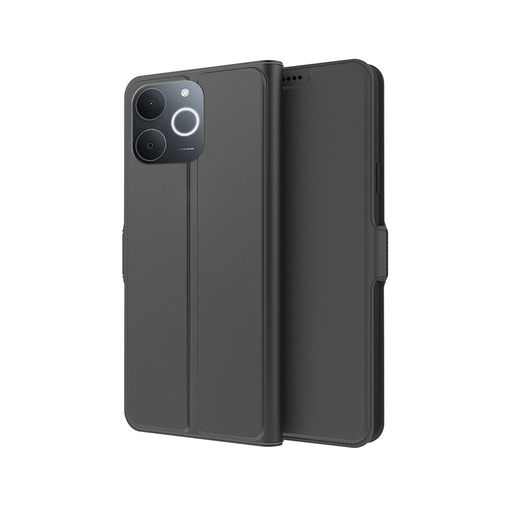 Realme Note 70T EIDERWOOD Kunstlæder Flip Cover m. Kortholder & Ståfunktion - Sort
