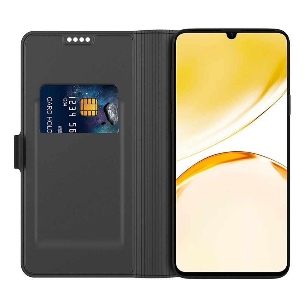 Realme Note 70T EIDERWOOD Kunstlæder Flip Cover m. Kortholder & Ståfunktion - Sort