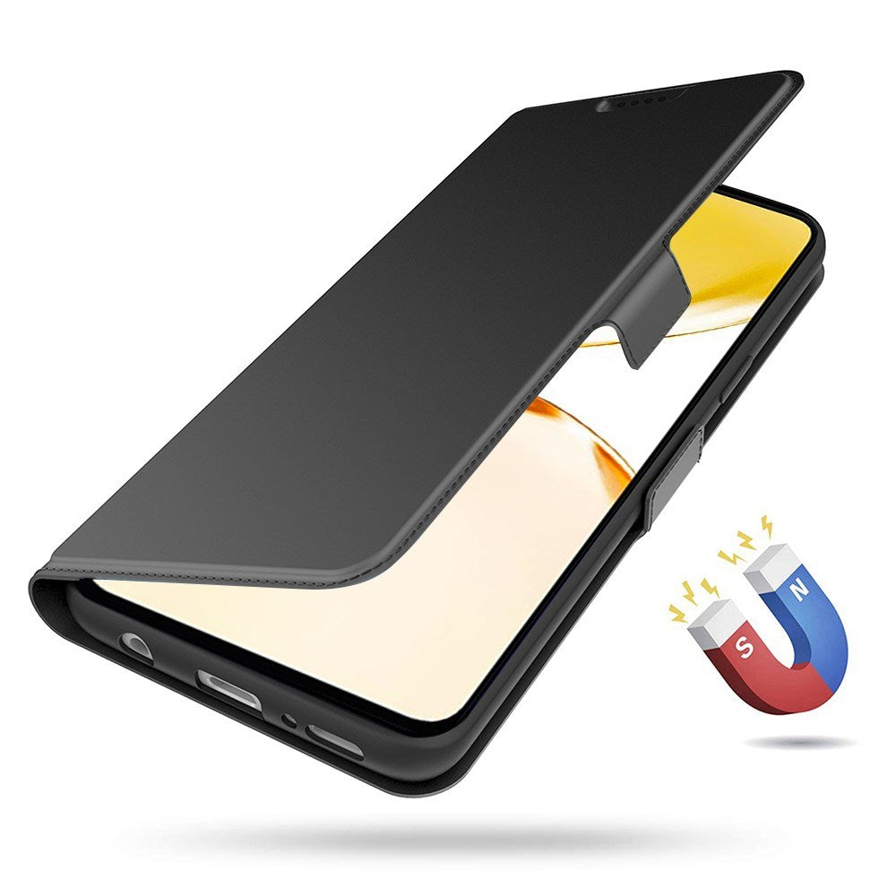 Realme Note 70T EIDERWOOD Kunstlæder Flip Cover m. Kortholder & Ståfunktion - Sort