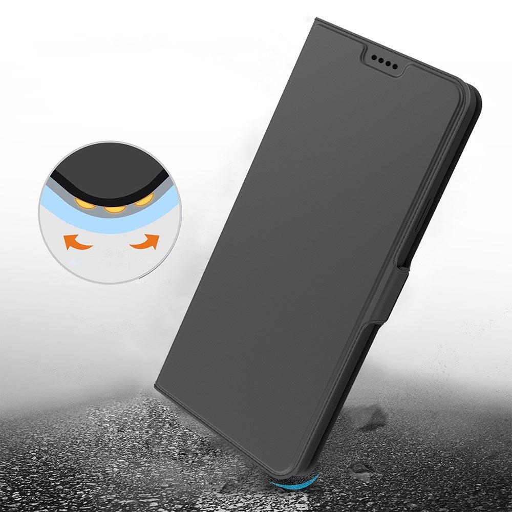 Realme Note 70T EIDERWOOD Kunstlæder Flip Cover m. Kortholder & Ståfunktion - Sort