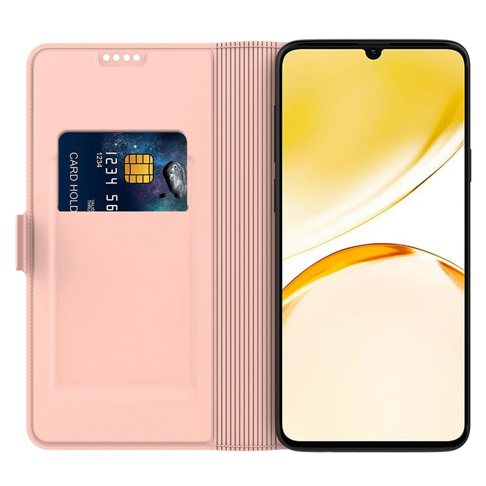 Realme Note 70T EIDERWOOD Kunstlæder Flip Cover m. Kortholder & Ståfunktion - Lyserød