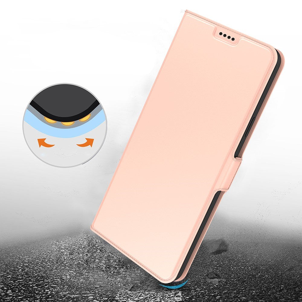 Realme Note 70T EIDERWOOD Kunstlæder Flip Cover m. Kortholder & Ståfunktion - Lyserød