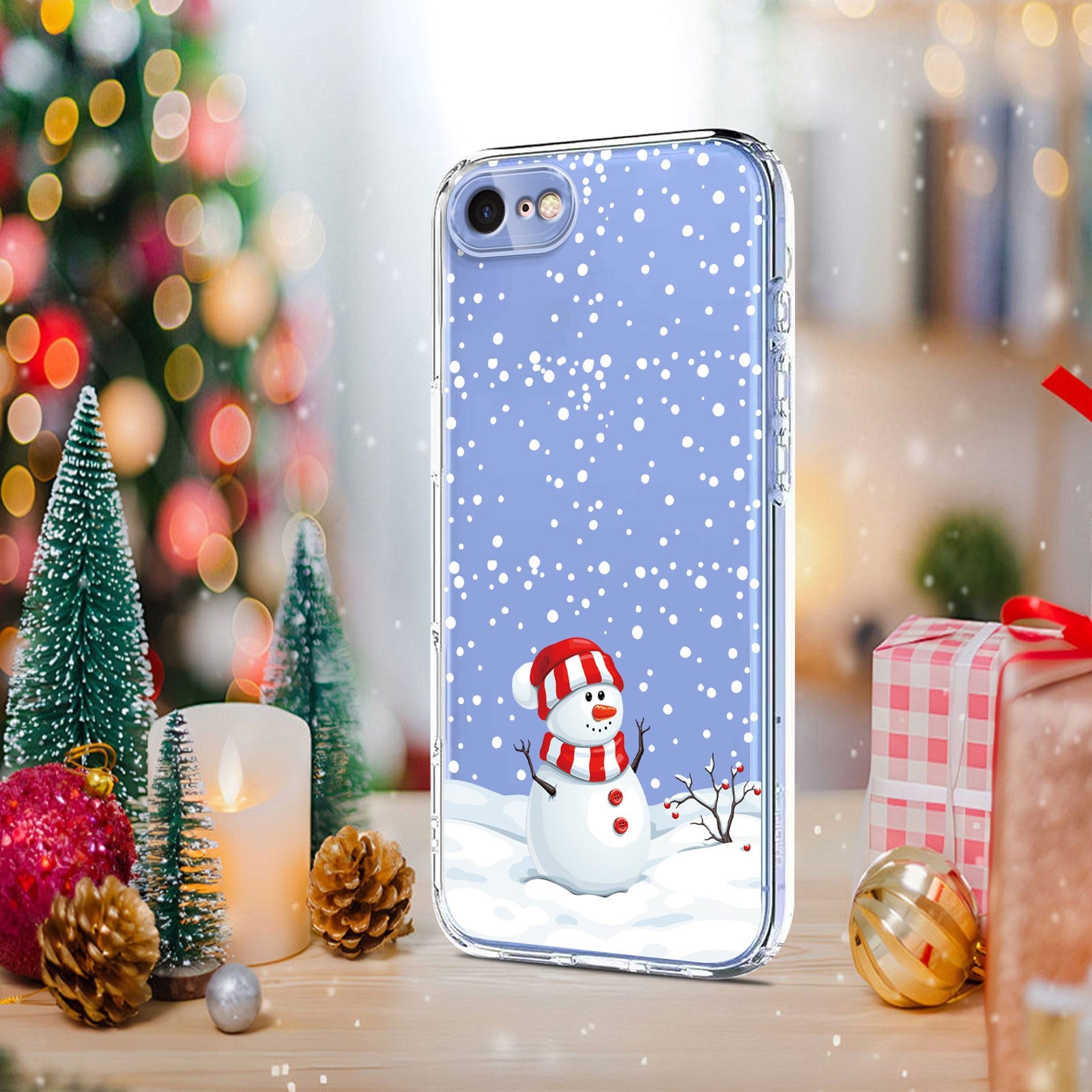 EIDERWOOD iPhone SE (2022 / 2020) / 8 / 7 Fleksibelt Plastik Julecover m. Motiv - Gennemsigtig / Snemand