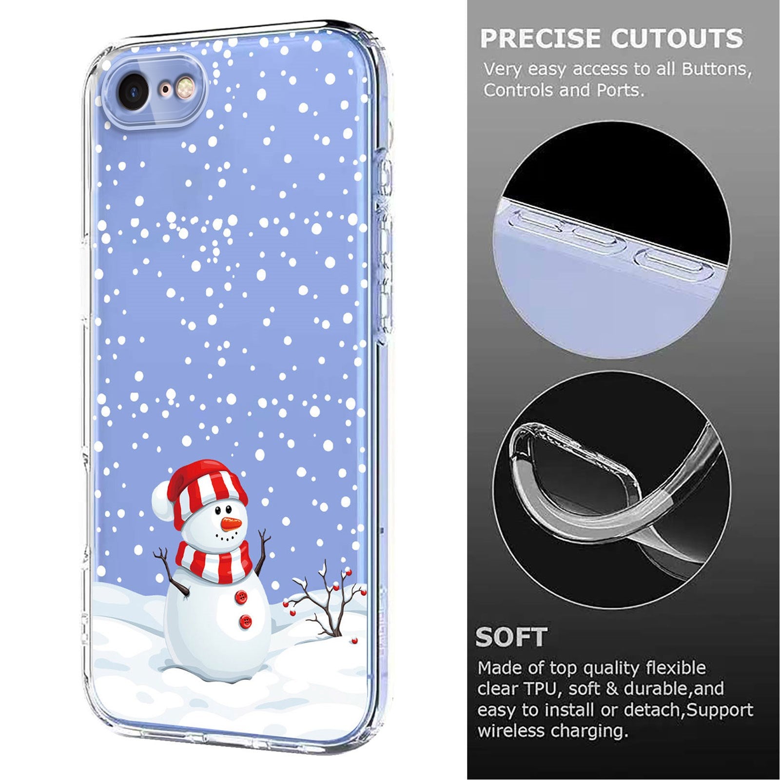 EIDERWOOD iPhone SE (2022 / 2020) / 8 / 7 Fleksibelt Plastik Julecover m. Motiv - Gennemsigtig / Snemand
