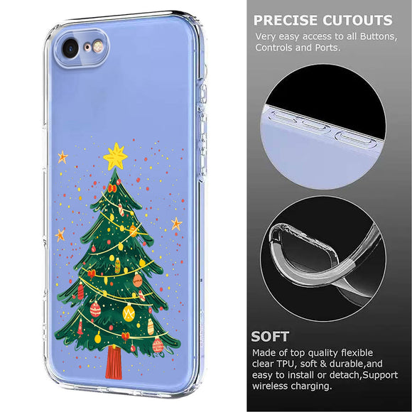 EIDERWOOD iPhone SE (2022 / 2020) / 8 / 7 Fleksibelt Plastik Julecover m. Motiv - Gennemsigtig / Juletræ