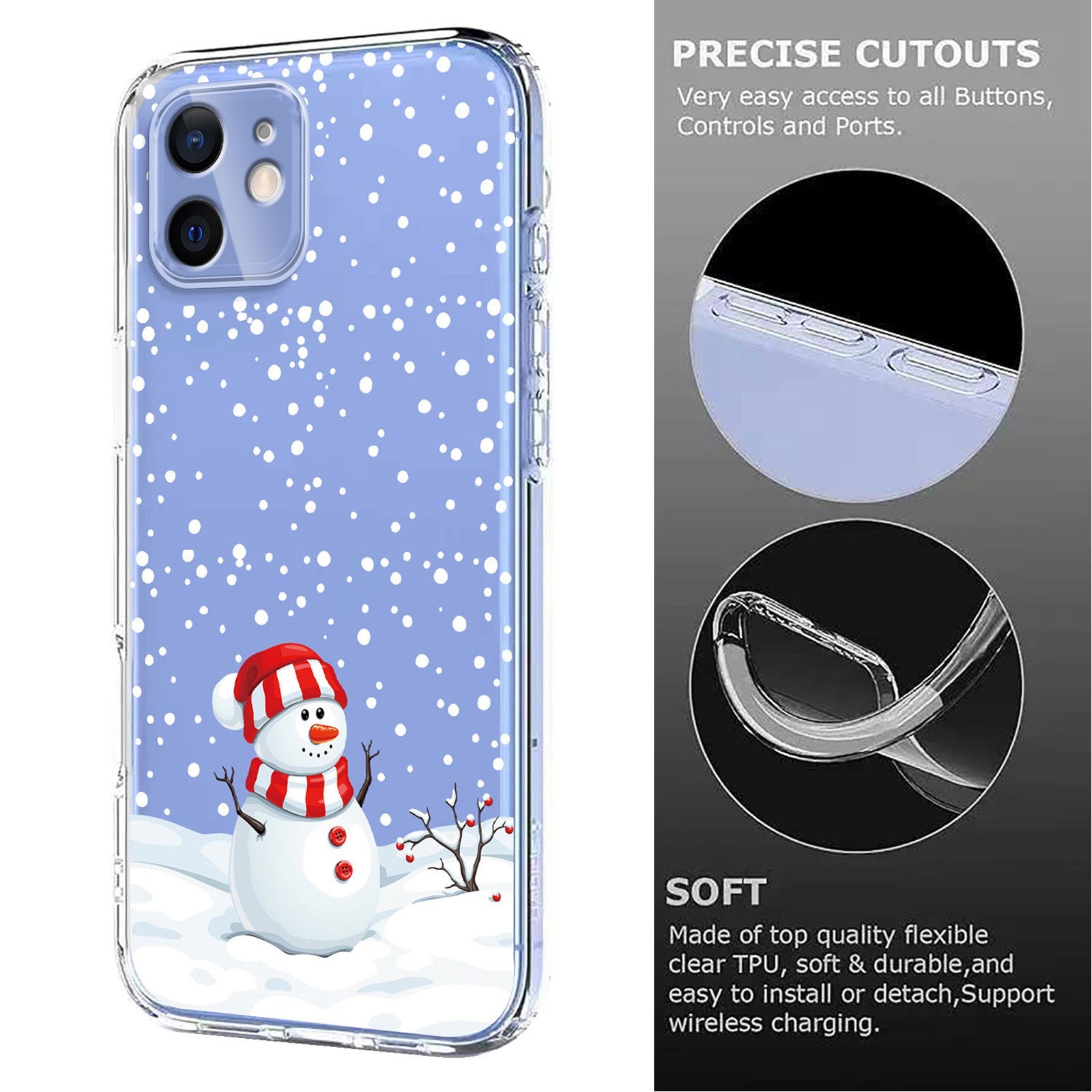 EIDERWOOD iPhone 11 Fleksibelt Plastik Julecover m. Motiv - Gennemsigtig / Snemand