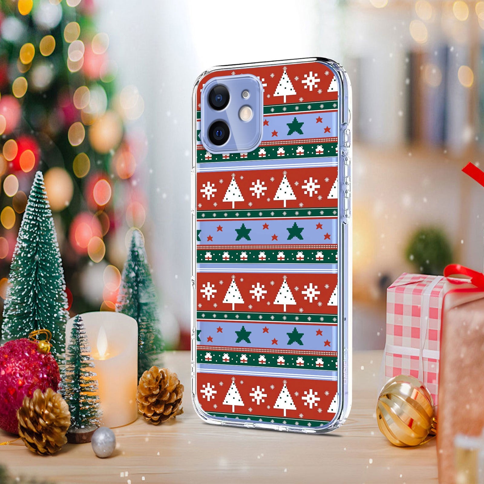 EIDERWOOD iPhone 12 / 12 Pro Fleksibelt Plastik Julecover m. Motiv - Gennemsigtig / Mønster