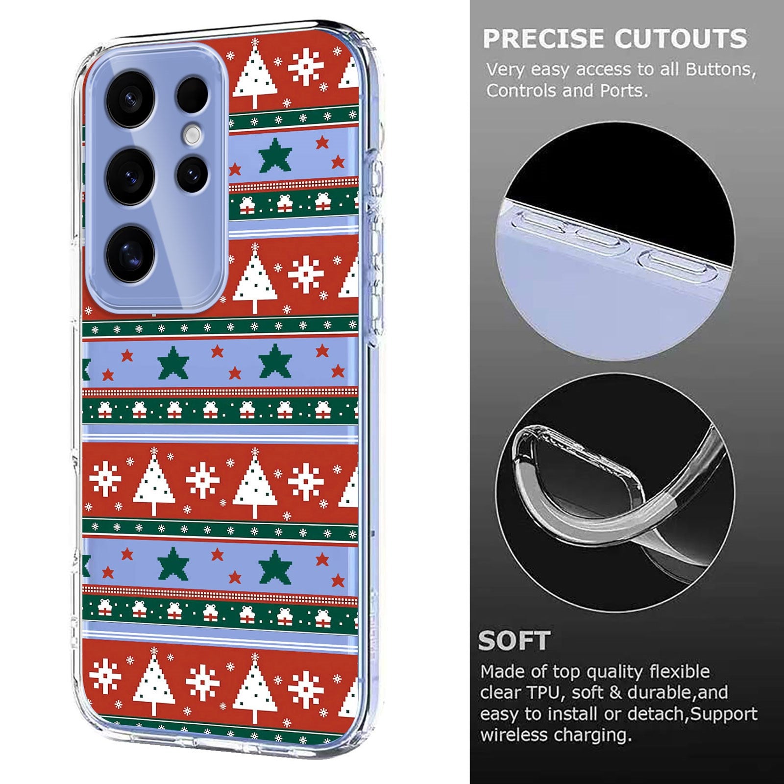 EIDERWOOD Samsung Galaxy S24 Ultra Fleksibelt Plastik Julecover m. Motiv - Gennemsigtig / Mønster