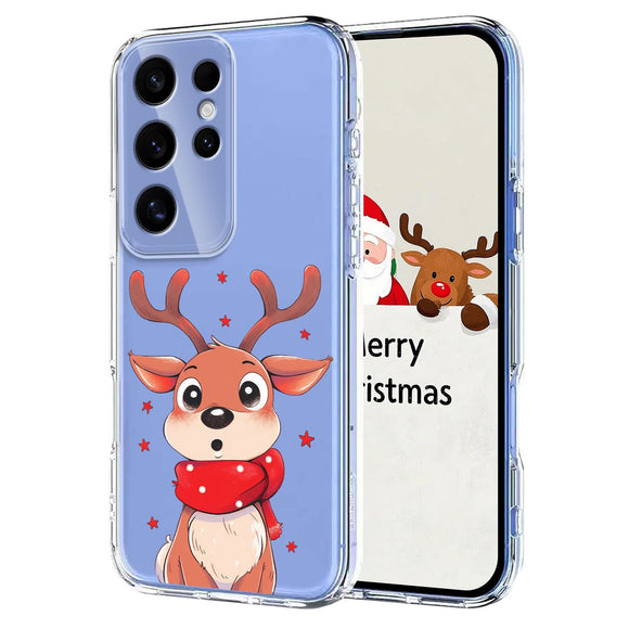 EIDERWOOD Samsung Galaxy S24 Ultra Fleksibelt Plastik Julecover m. Motiv - Gennemsigtig / Rensdyr