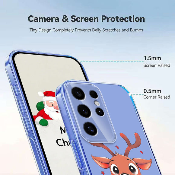 EIDERWOOD Samsung Galaxy S24 Ultra Fleksibelt Plastik Julecover m. Motiv - Gennemsigtig / Rensdyr
