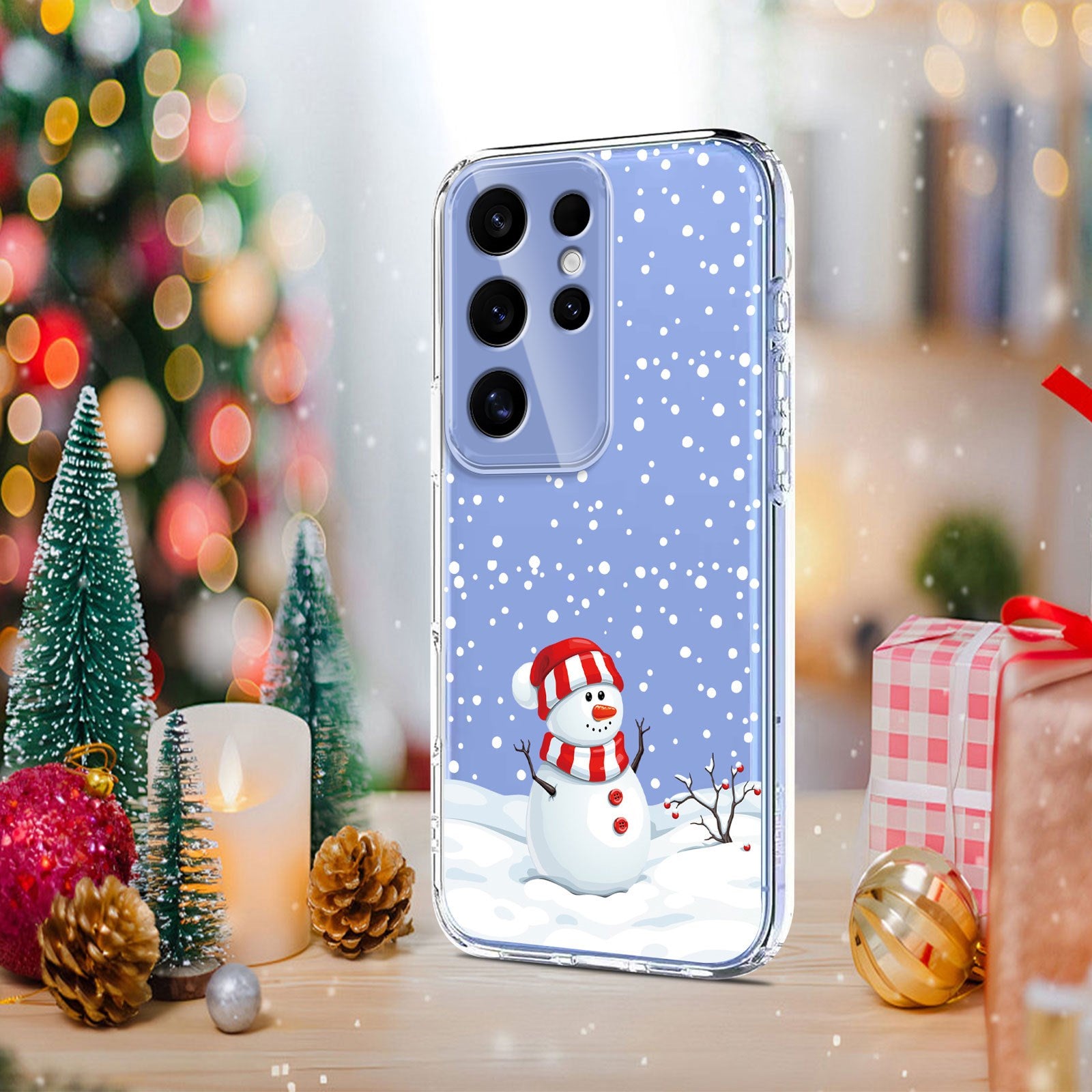 EIDERWOOD Samsung Galaxy S24 Ultra Fleksibelt Plastik Julecover m. Motiv - Gennemsigtig / Snemand
