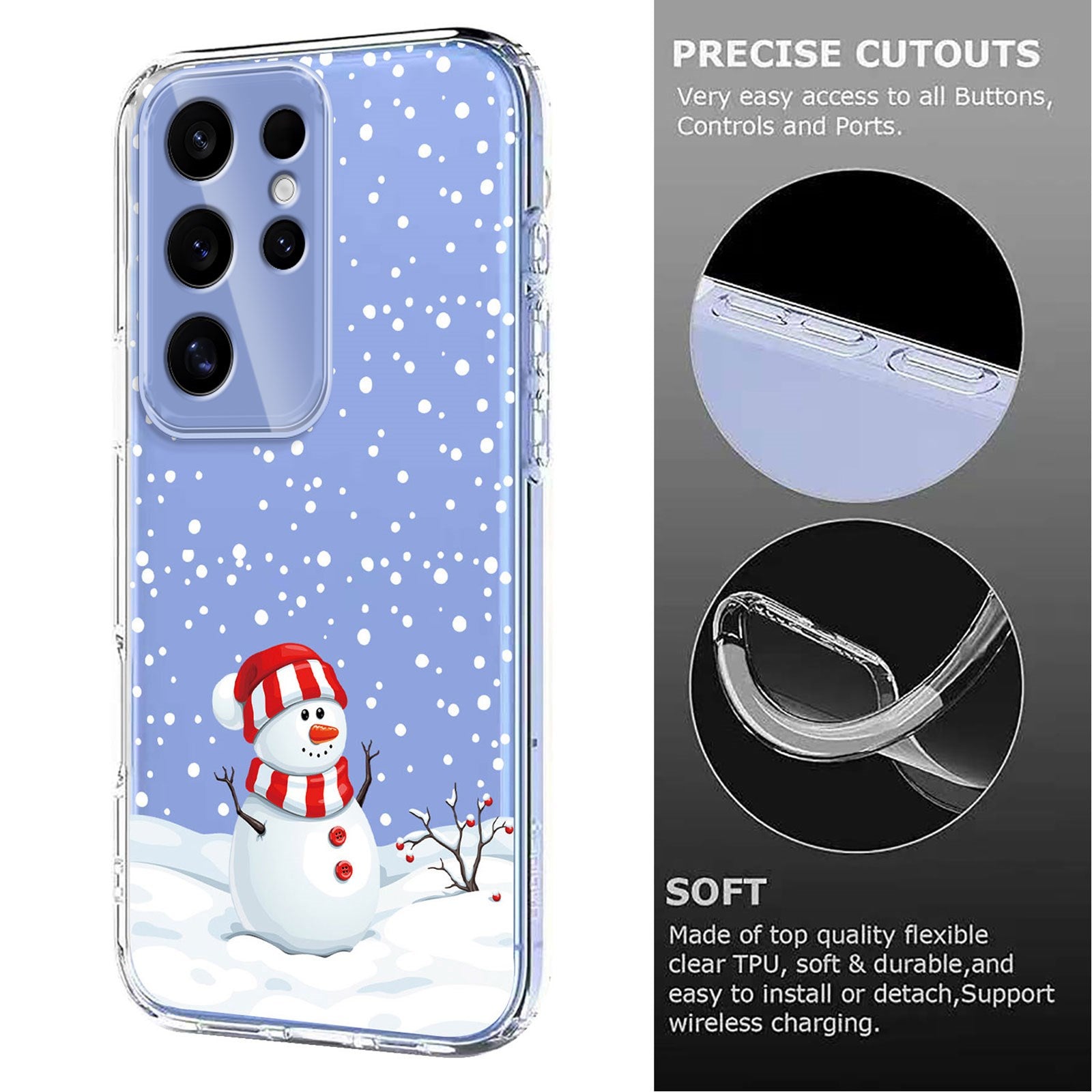 EIDERWOOD Samsung Galaxy S24 Ultra Fleksibelt Plastik Julecover m. Motiv - Gennemsigtig / Snemand