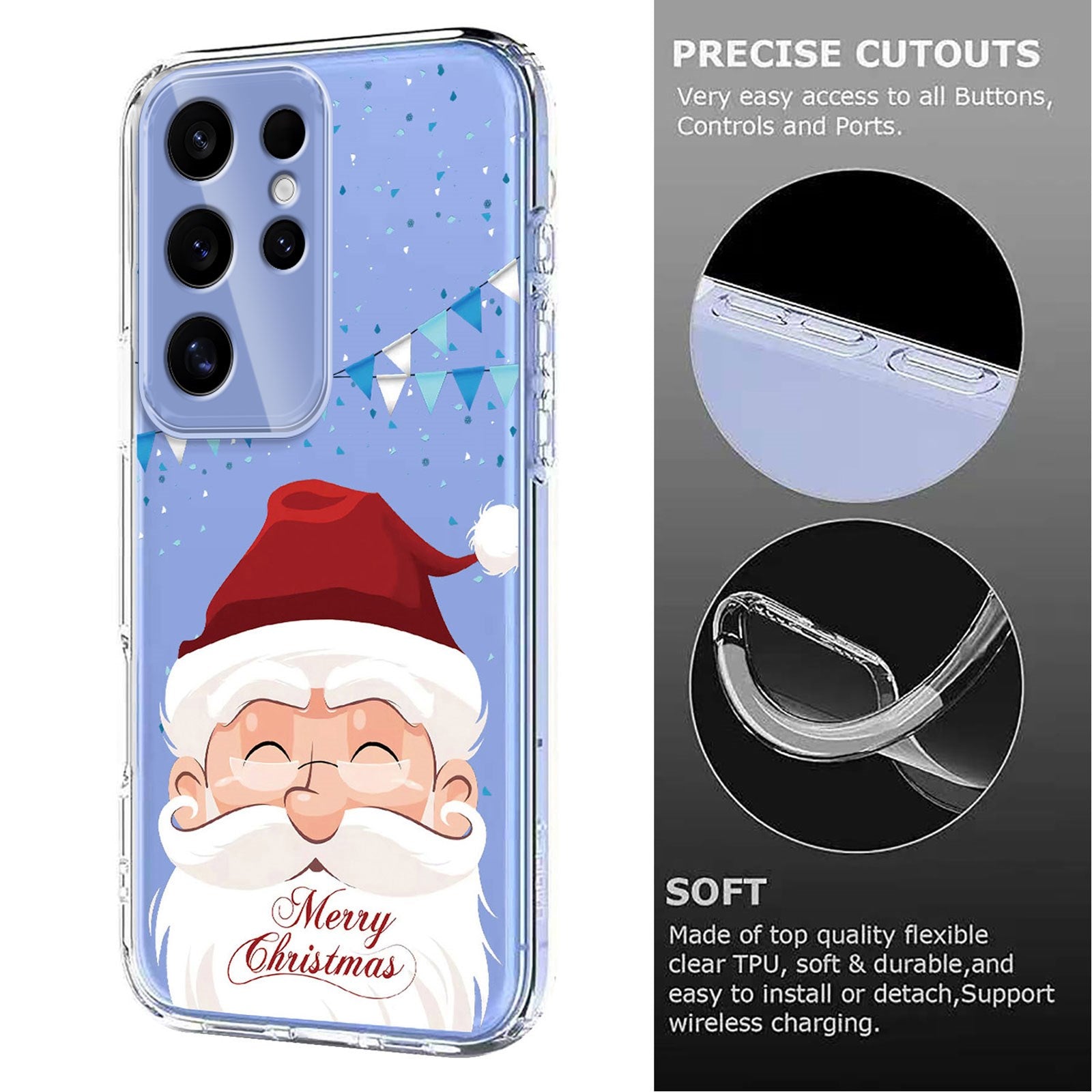 EIDERWOOD Samsung Galaxy S24 Ultra Fleksibelt Plastik Julecover m. Motiv - Gennemsigtig / Julemanden