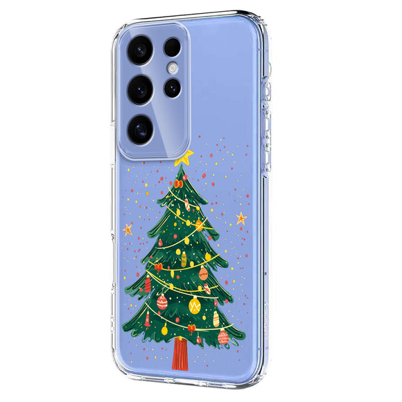 EIDERWOOD Samsung Galaxy S24 Ultra Fleksibelt Plastik Julecover m. Motiv - Gennemsigtig / Juletræ