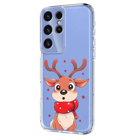 EIDERWOOD Samsung Galaxy S23 Ultra Fleksibelt Plastik Julecover m. Motiv - Gennemsigtig / Rensdyr