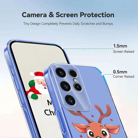EIDERWOOD Samsung Galaxy S23 Ultra Fleksibelt Plastik Julecover m. Motiv - Gennemsigtig / Rensdyr