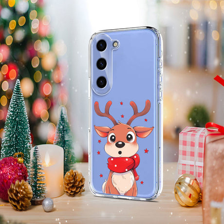 EIDERWOOD Samsung Galaxy S23 Fleksibelt Plastik Julecover m. Motiv - Gennemsigtig / Rensdyr