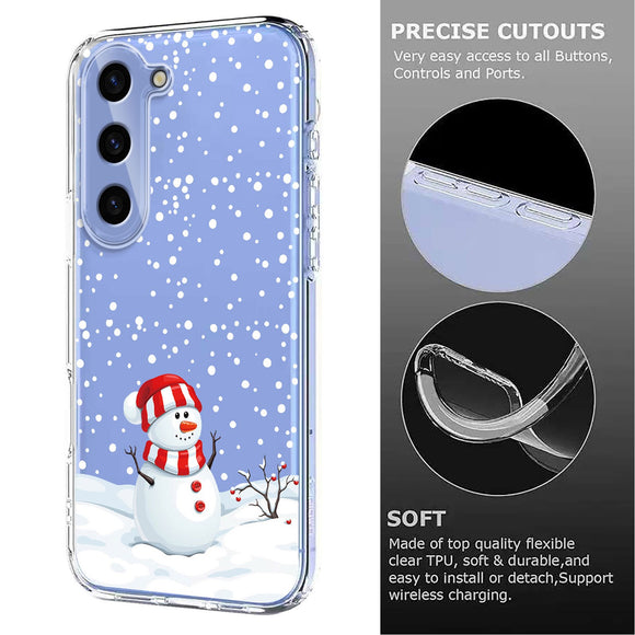 EIDERWOOD Samsung Galaxy S23+ (Plus) Fleksibelt Plastik Julecover m. Motiv - Gennemsigtig / Snemand