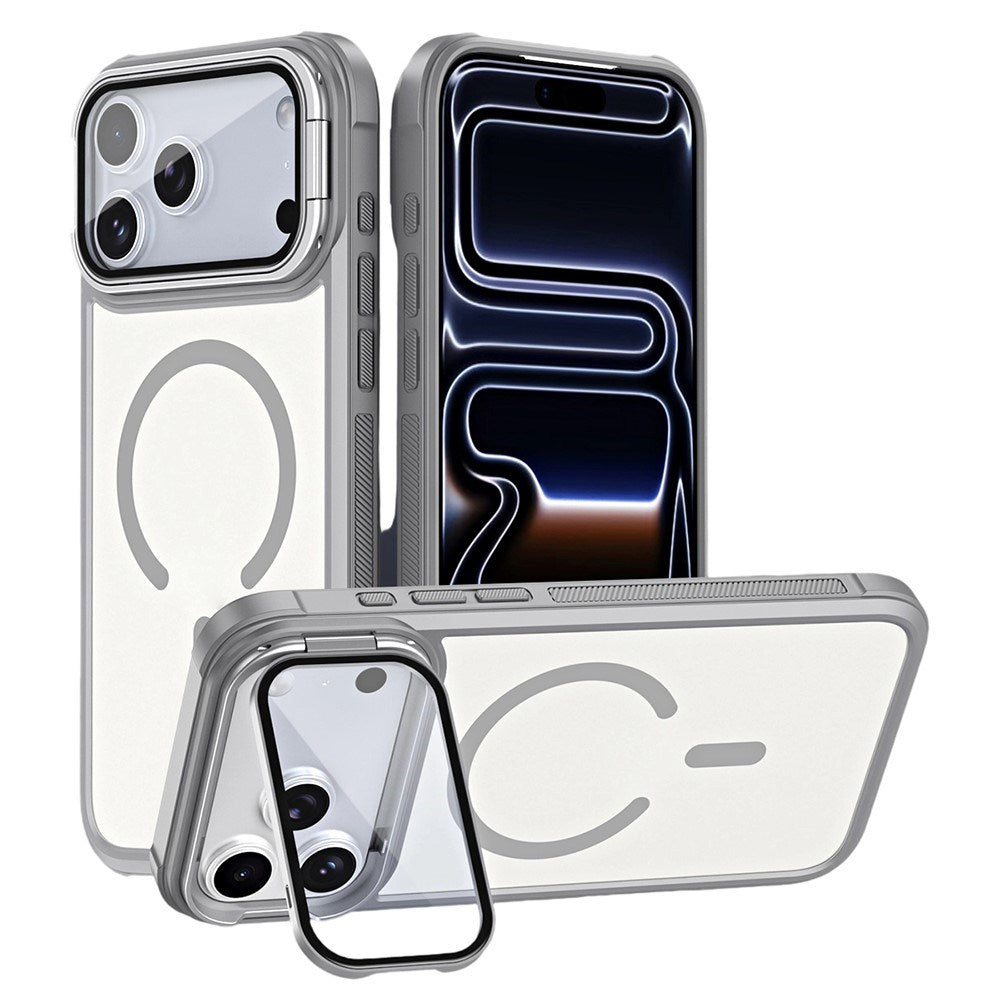 iPhone 18 Pro / 17 Pro EIDERWOOD Hybrid Plast Cover m. Kamera Cover & Ståfunktion - MagSafe Kompatibel - Grå