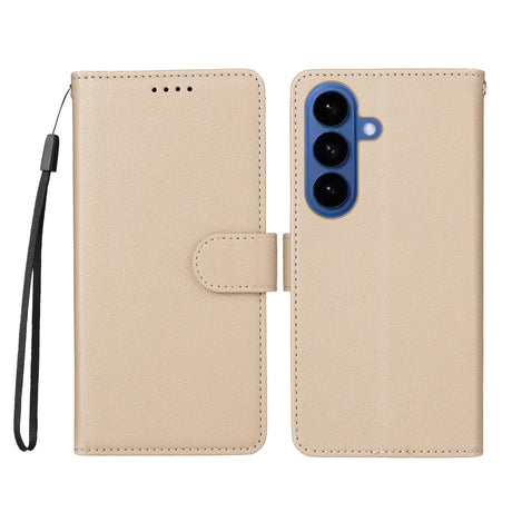 Samsung Galaxy S26 EIDERWOOD Kunstlæder Flip Cover m. Strop - Beige