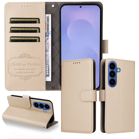 Samsung Galaxy S26 EIDERWOOD Kunstlæder Flip Cover m. Strop - Beige